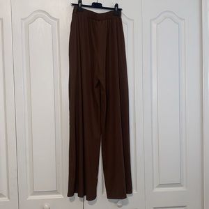 brown ribbed wide leg pants